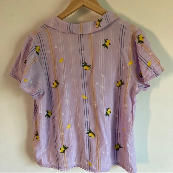 ANTHROPOLOGIE Lemon Orchard Embroidered Sleep Top Sz L - Picture 5 of 7